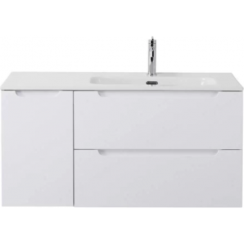 База под раковину подвесная BELBAGNO ETNA-1000-2C-1A-SO-BL-R с двумя выкатными ящиками и одной распашной дверцей, правосторонняя, Bianco Lucido, 1004x462x500