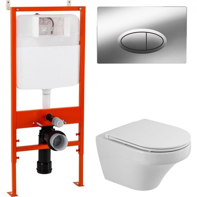 Комплект 4 в 1 Унитаз подвесной, сиденье, система инсталляции для унитазов, кнопка смыва BELBAGNO CZR-2462-TH-TOR/CZR-870-SC/BB026/BB051CR