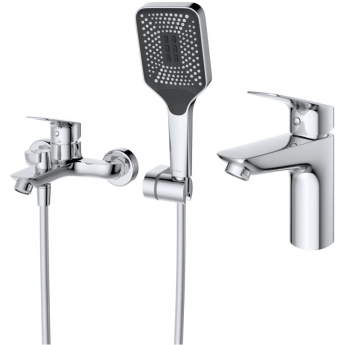 Комплект смесителей BELBAGNO DUE DUE-VASM/LVM-CRM с душевым гарнитуром Комплект смесителей BELBAGNO DUE DUE-VASM/LVM-CRM с душевым гарнитуром