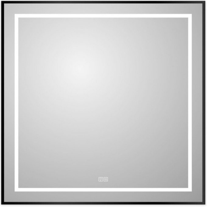 Зеркало BELBAGNO KRAFT в алюминиевой раме со встроенным светильником, 900x32x800 мм SPC-KRAFT-900-800-LED-TCH-WARM-NERO
